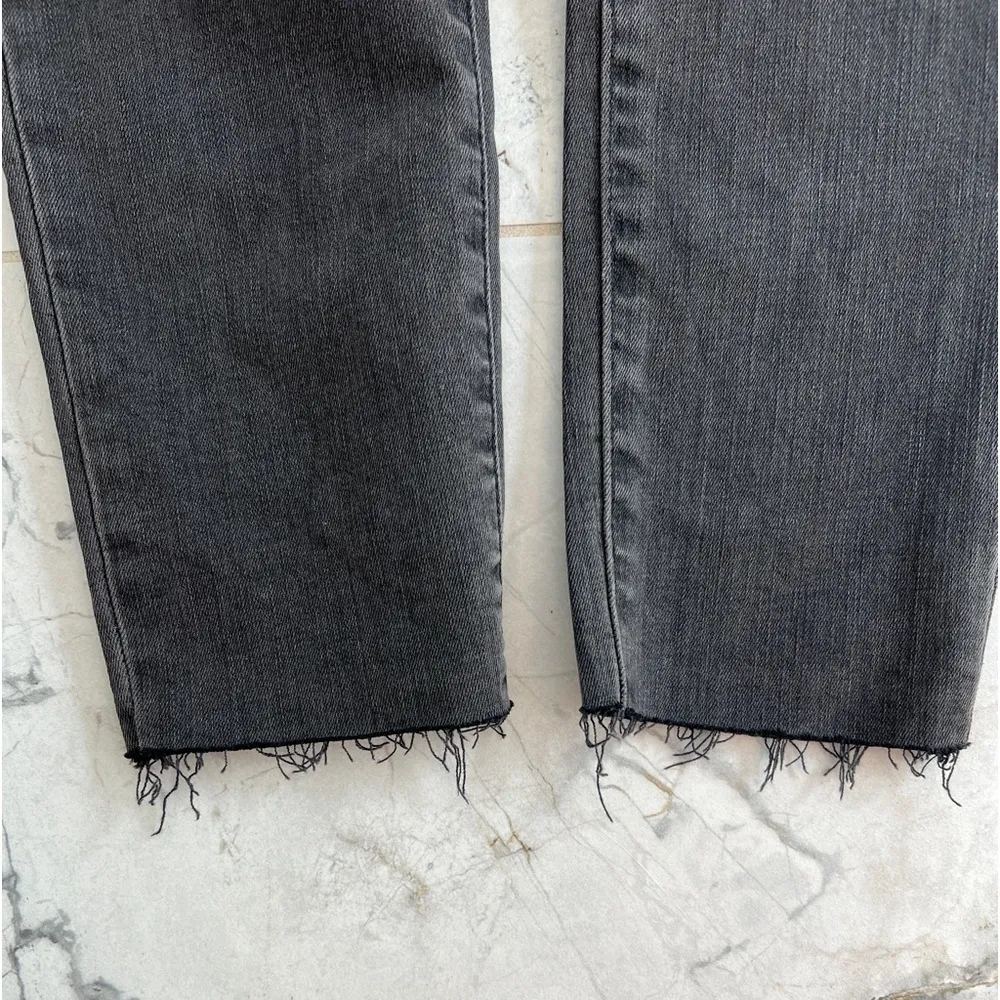 Madewell 9” Midrise Skinny Black Ankle Jeans Raw Hem NEW w/Tags size 26 - Image 4