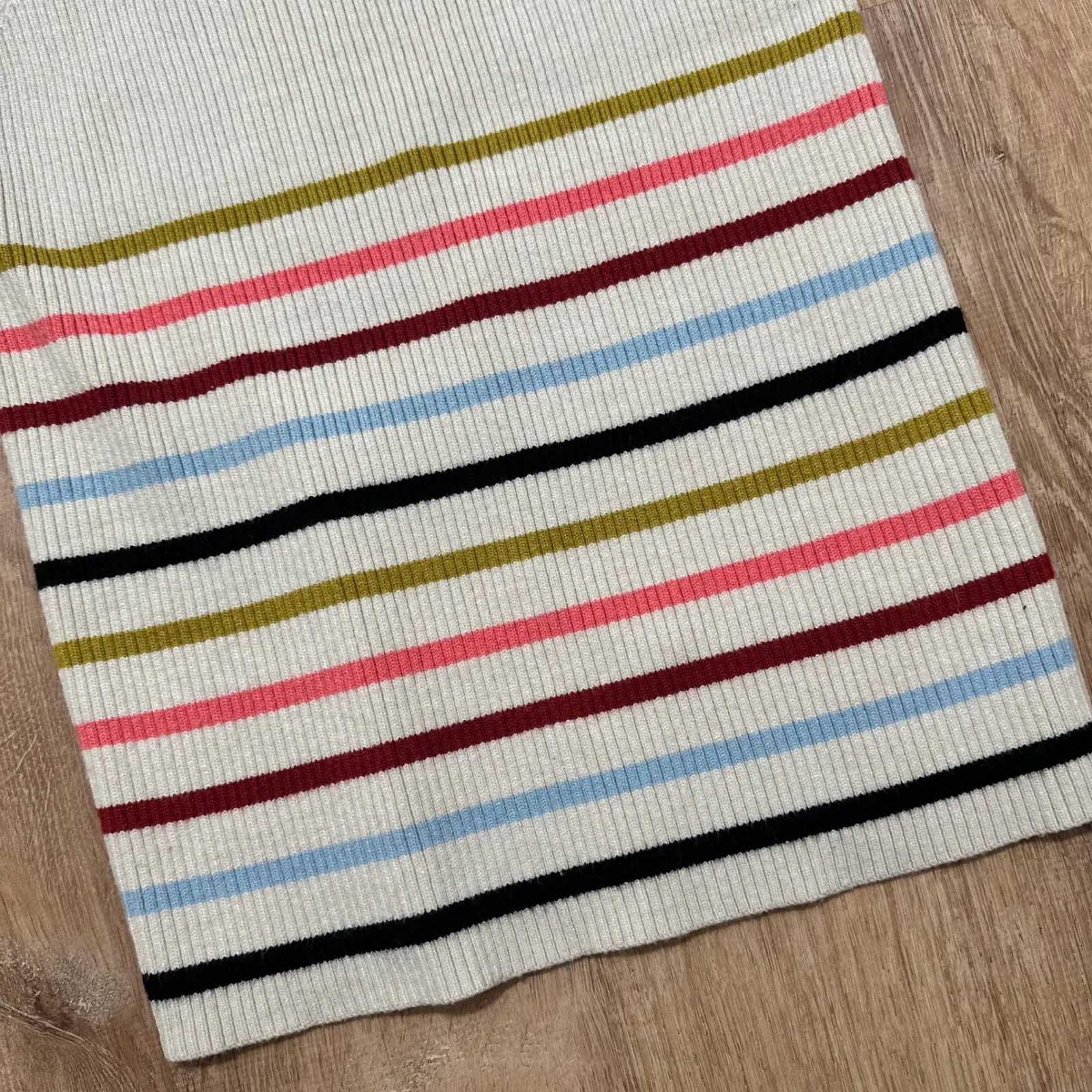 Zeagoo | Cream Multicolor Striped Ribbed Sleeveless V Neck Tank Top Shirt, XL - Image 3