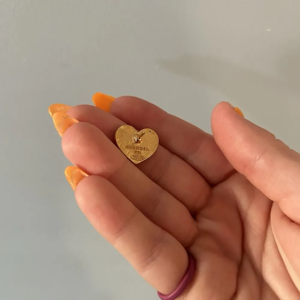 Vintage Red White Blue Flag Heart Gold Tone Enamel Lapel Pin Made In USA 2001 - Image 6