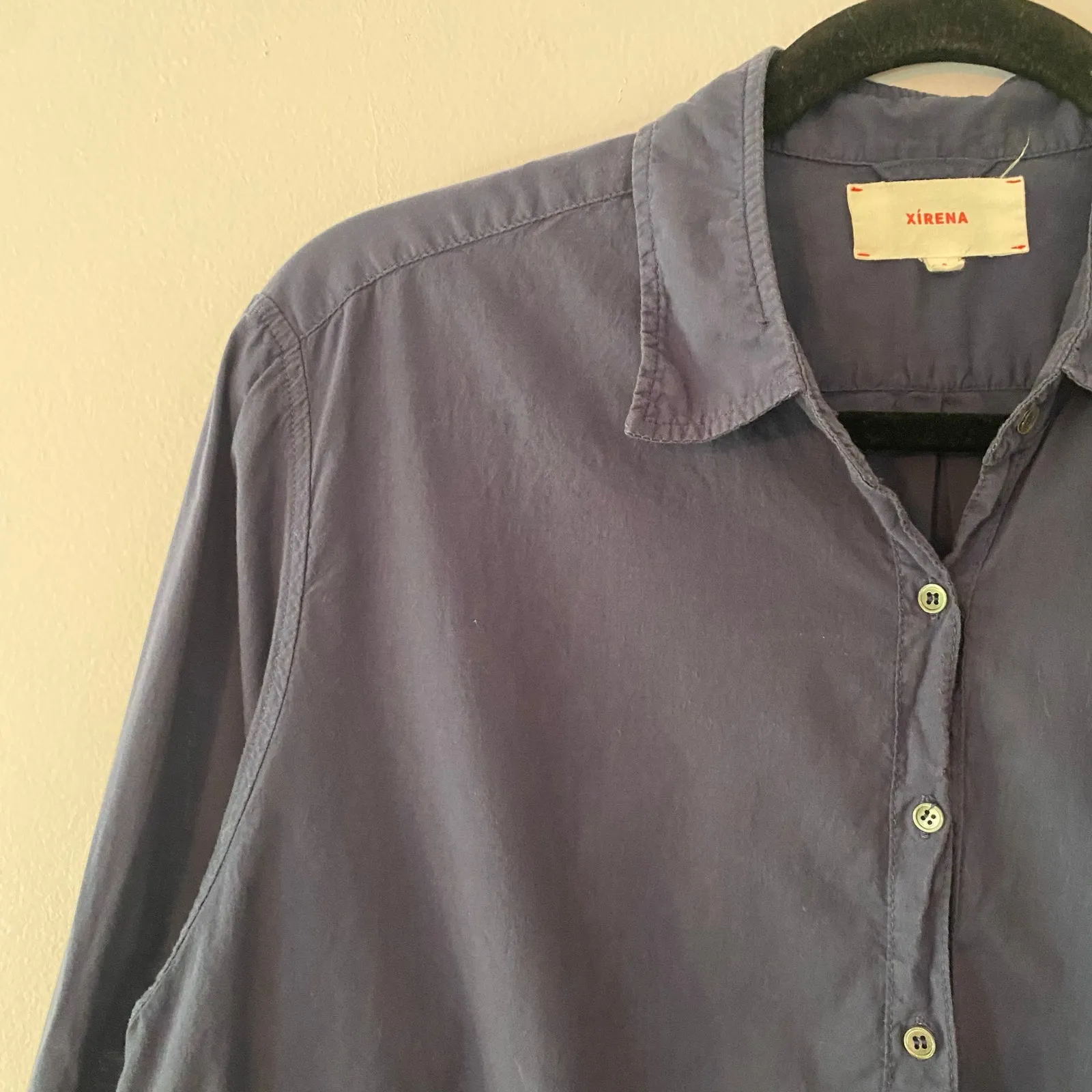 Xirena Navy Blue Button Down Beau Shirt Lightweight 100% Cotton Women size Small - Image 4