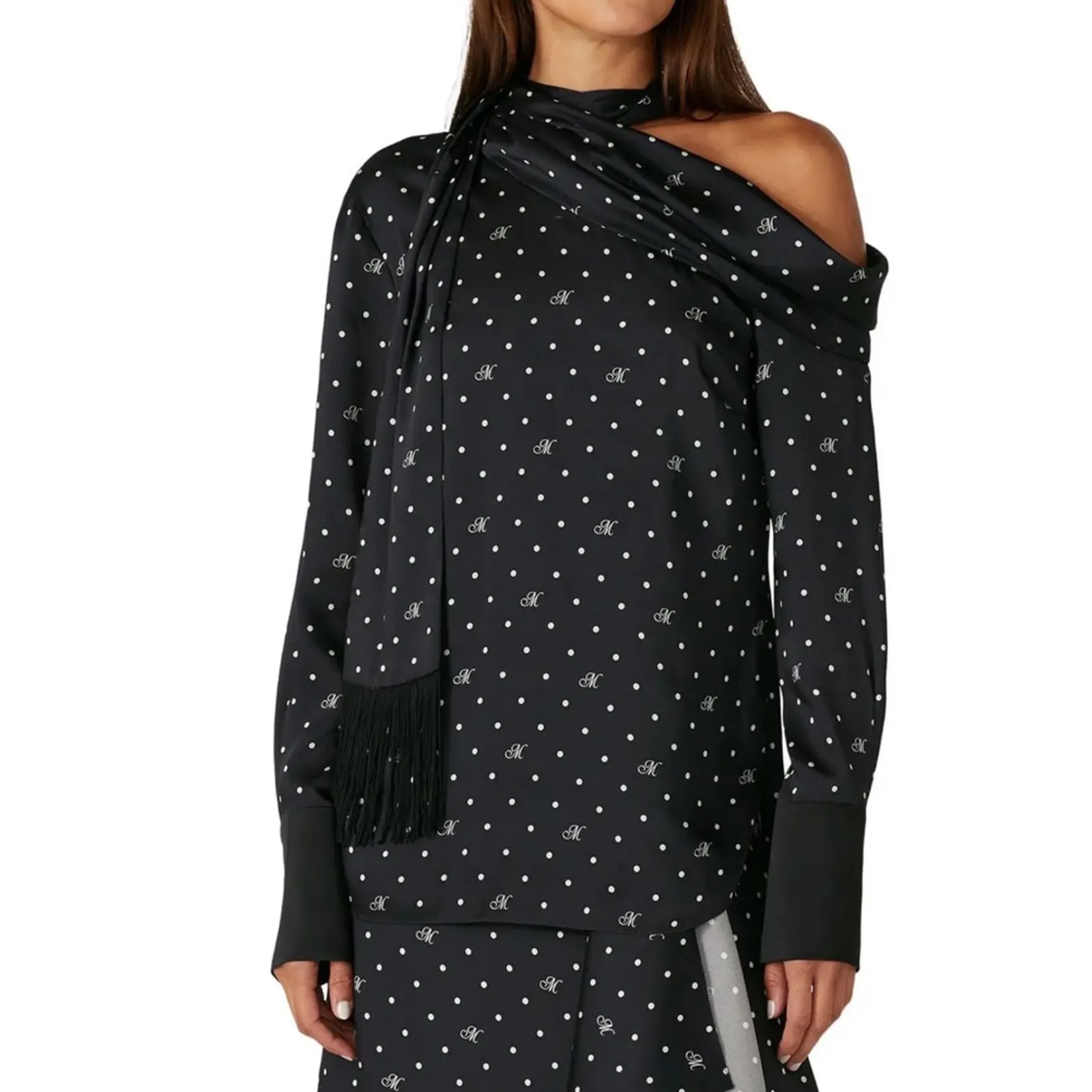 Monse Navy blue M Dot Drape Scarf Top size 8 - Image 3