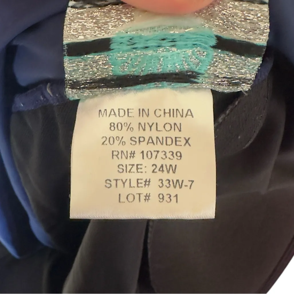 Sea & Sand Beachwear Navy‎ White Piped One Piece Swimsuit 24W Plus Size Blue - Image 5