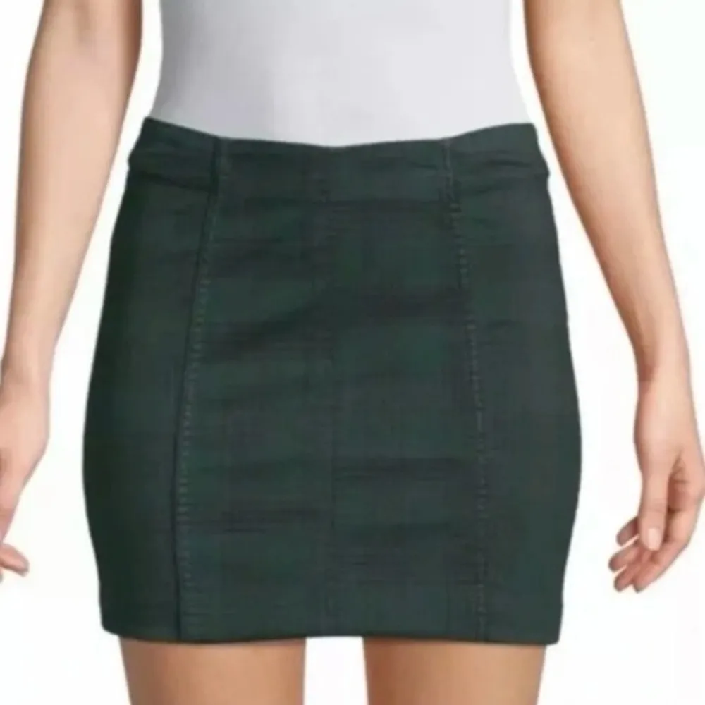 Free People - Modern Femme Mini Skirt in Dark Green and blue plaid - Image 3