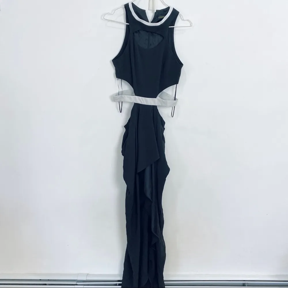 Catherine Maladrino cut-out gown with white leather waist band NWT - Image 2