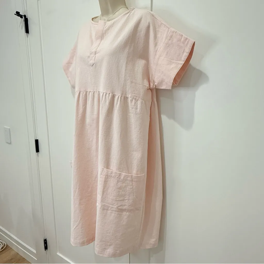 Line + Tow Midsummer Dress Short Sleeve Cotton Pink Large Lagenlook Boho Chic - Image 6