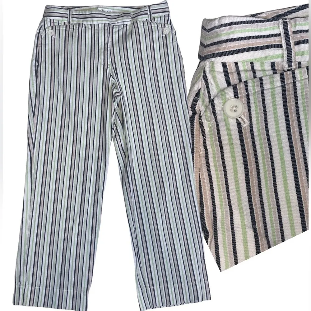 Ann Taylor LOFT Marisa Striped Cropped Pants | Size 4 | Nautical Preppy Resort - Image 2