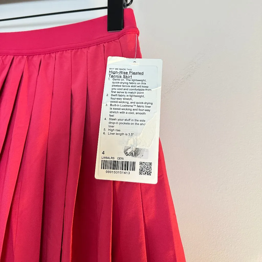 LULULEMON High-Rise Pleated Tennis Skirt in Cherry Mist Size US 4 NWT - Image 6