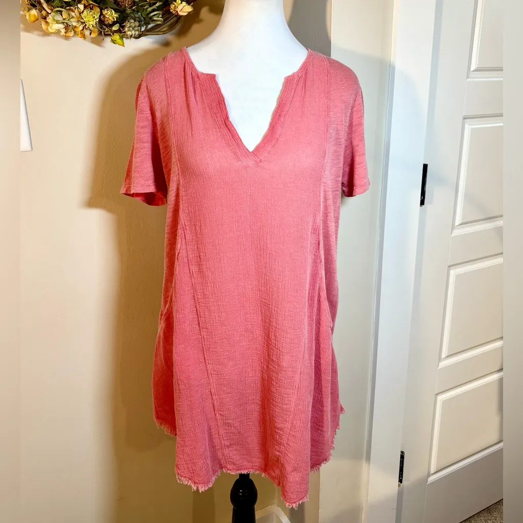 XCVI Edlyn Lightweight Cotton Linen Gauze Curved Hem Dress w/Pockets NWT Sz S - Image 3