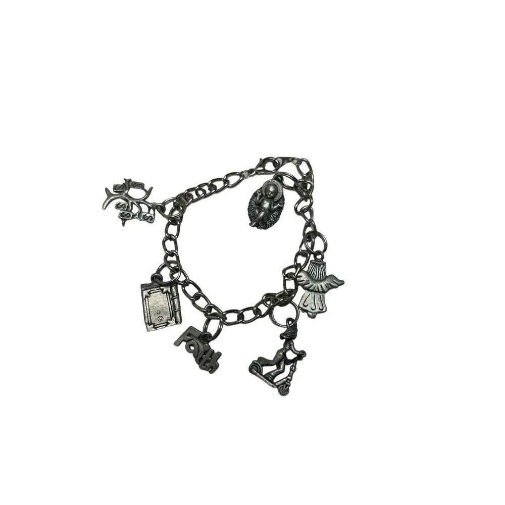 Book of Mormon charm bracelet silver toned - Image 8