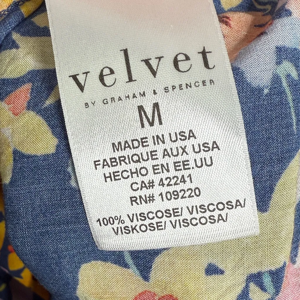 Velvet Long-Sleeve Floral Bright Color Flowy lightweight Blouse Top W1904 Sz M - Image 6