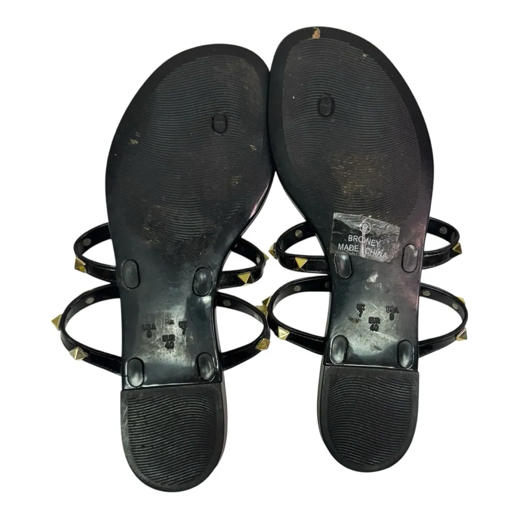 Nicole Miller Black‎ Studded Jelly Flip Flop Sandals Women's Size 8 - Image 7
