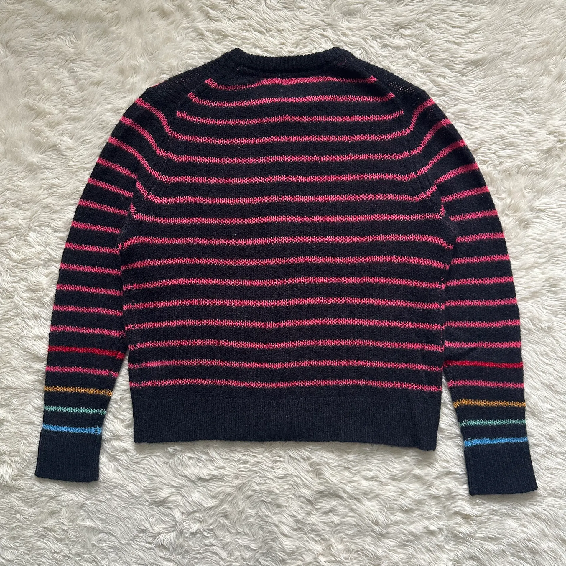 Sweater Rainbow Stripes Cardigan Wool Cashmere Blend Button Sz 1 Sz S - Image 5