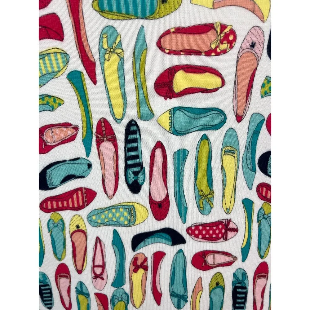 Talbots Shoe Ballet Flat Print Button Up 100% Cotton Cardigan Large - Image 4