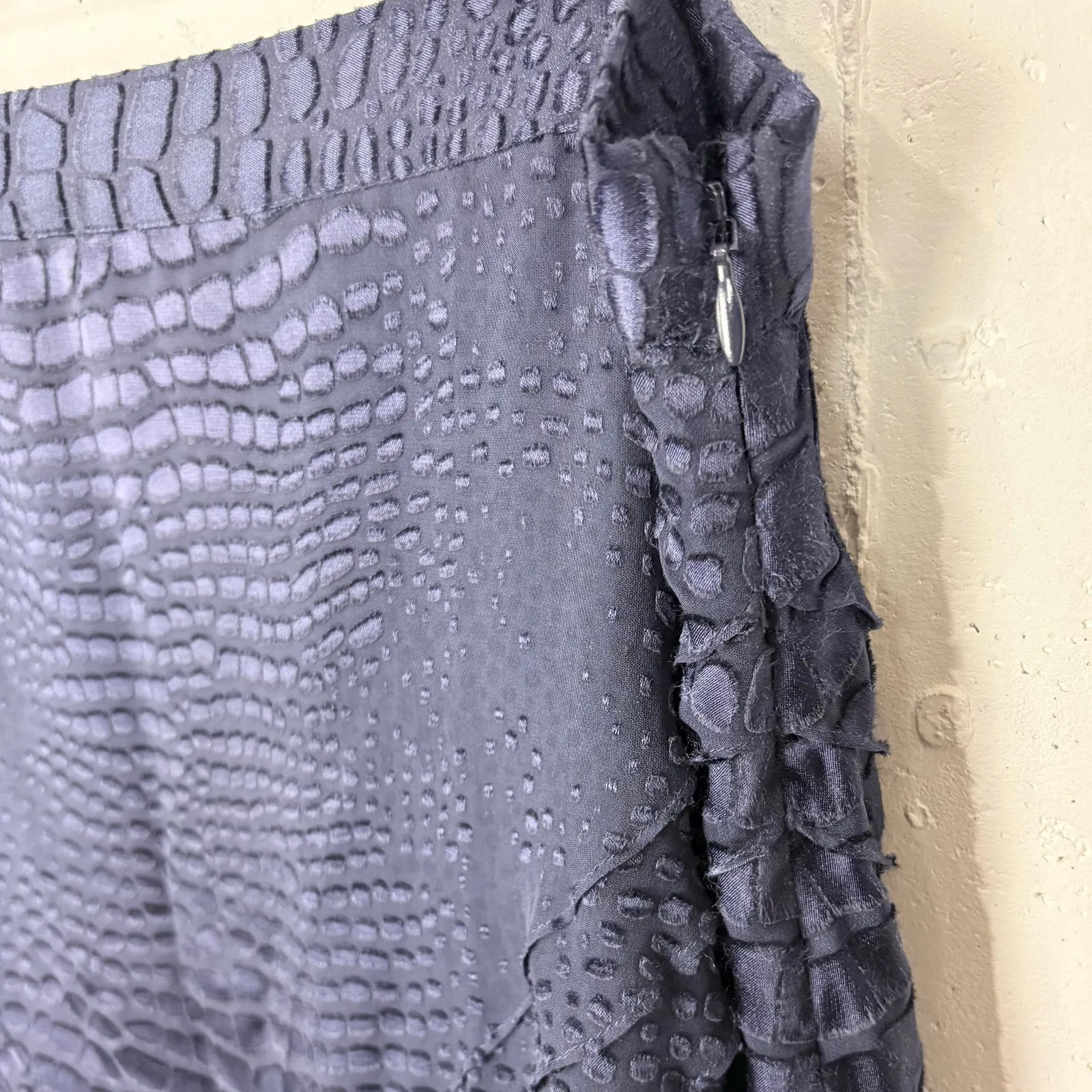 Reiss Women Lucy Snake Print Burnout Skirt Silk Blend Side Zip Mini Navy Size 10 - Image 10