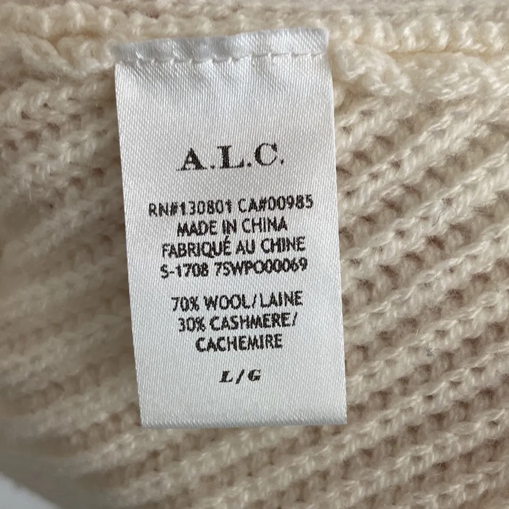 A.l.c. Cashmere Wool Blend Emry Ivory White Criss Cross Knit Sweater Large - Image 2