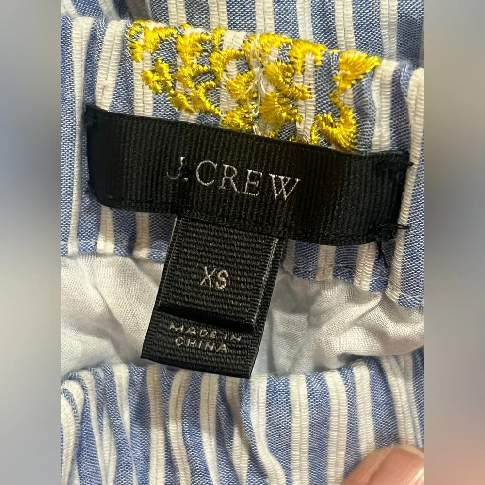 J.Crew Embroidered Pineapple Striped Tiered Midi Skirt Blue White Size XS - Image 11