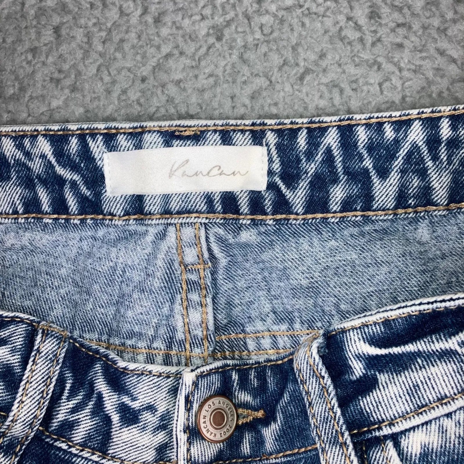 Kancan Mom Jeans‎ Women 5/26 High Rise Distressed Fringe Festival Denim Blue - Image 7