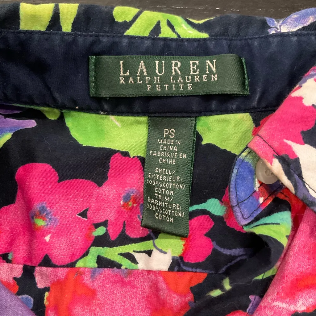LAUREN RALPH LAUREN 3/4 SLEEVE BUTTON FRONT SHIRT TOP BLOUSE NAVY FLORAL Size undefined - Image 7