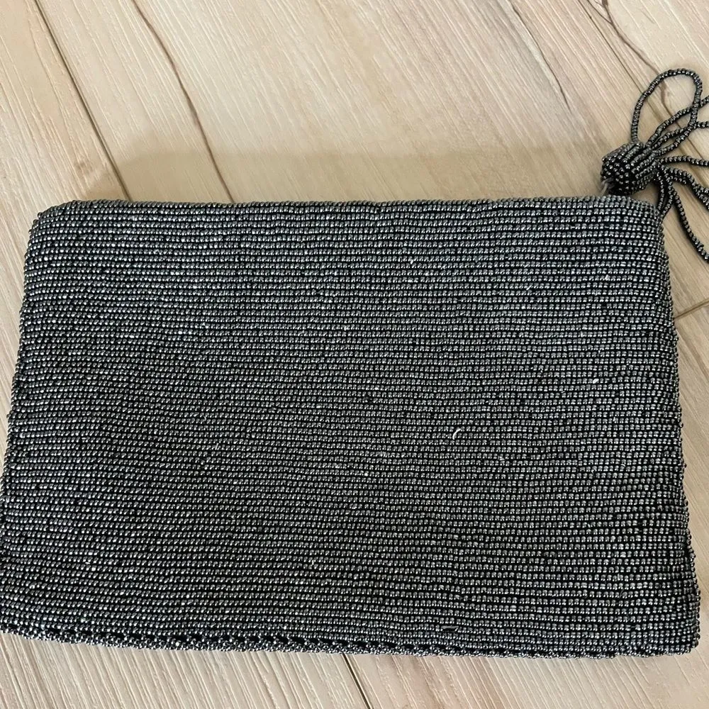 Fully beaded glass seed beads clutch purse glam Black - Image 3