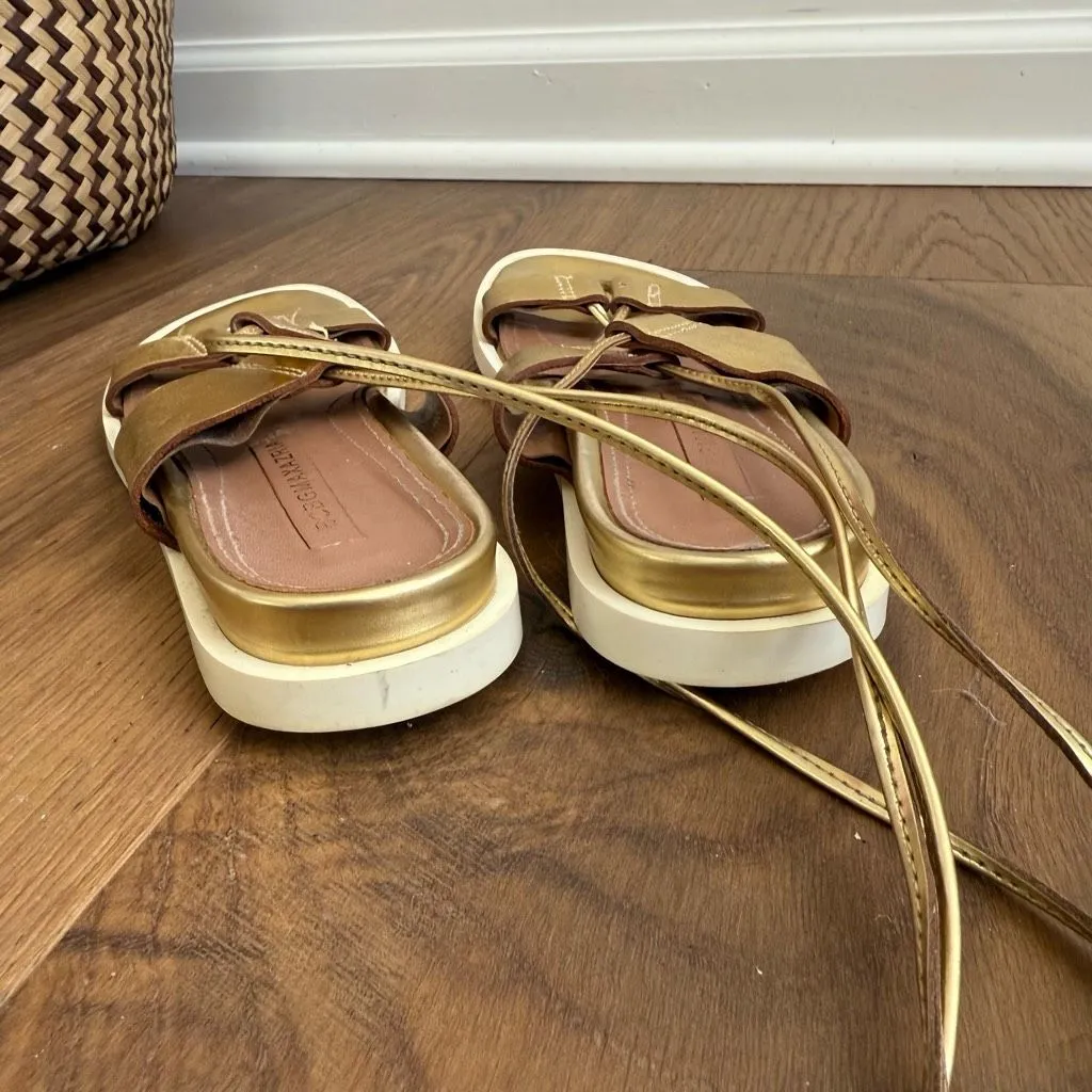 BCBGMAXAZRIA Vitalia Gold Leather Gladiator Sandal $138 36.5 6 6.5 - Image 5