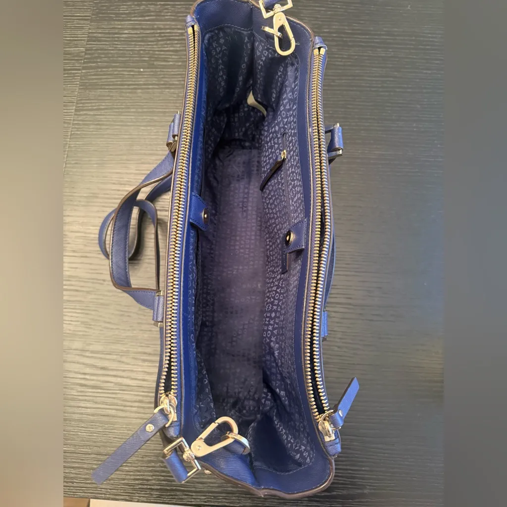 Kate Spade New York Newbury Lane Loden Bag Navy Blue Top Handle Tote Leather Bag - Image 9