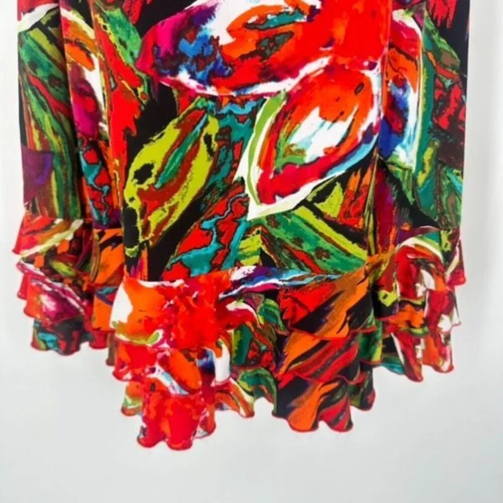 NWT R&K Originals Women Floral Sleeveless Ruffled Tropical Dress Tiered Medium‎ Red - Image 10