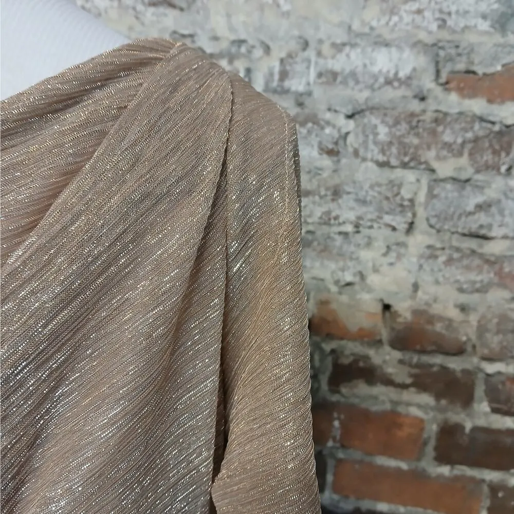 Betsy & Adam Formal Evening Gown Women's Cape Dress Size 16W Gold Wedding Party - Image 8