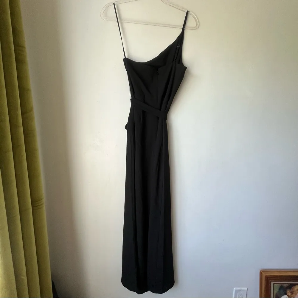 Petal & Pup Leyton Black One Shoulder Wide Leg Belted Jumpsuit 4 - Image 8