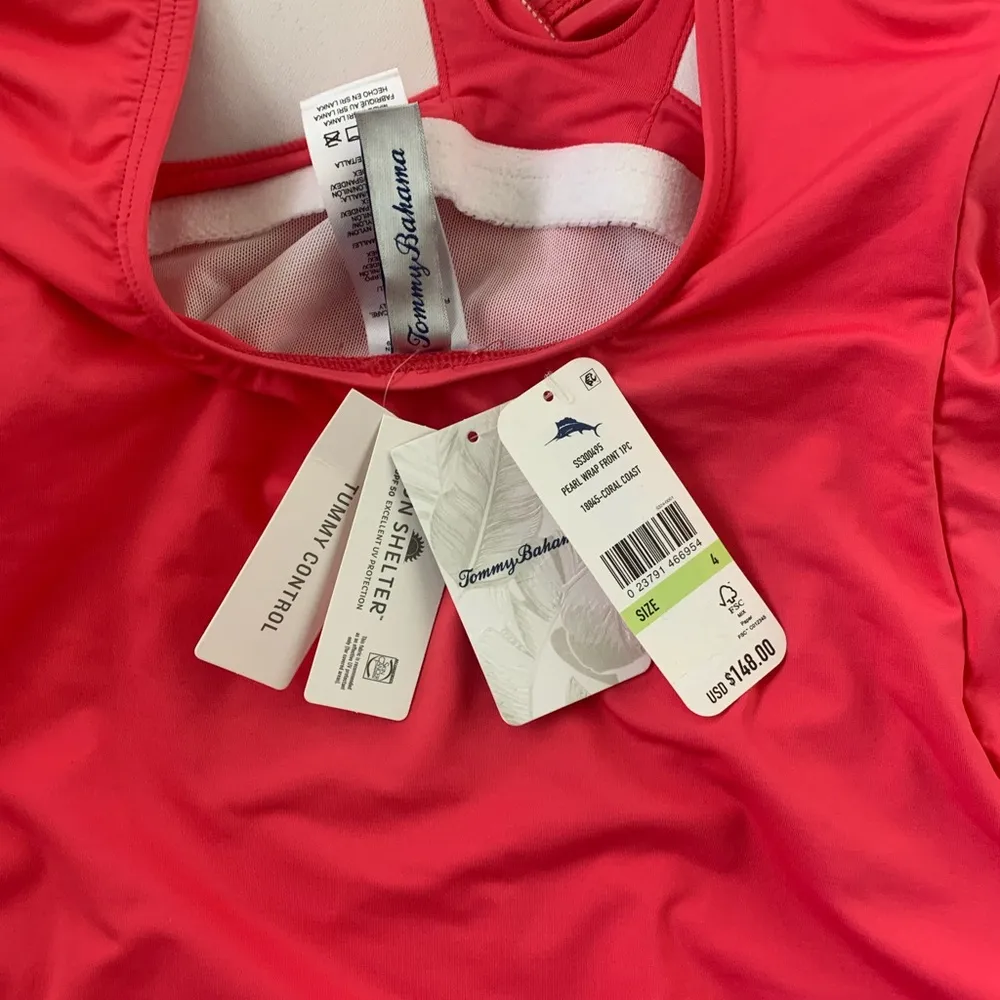 Tommy‎ Bahama Pearl Wrap Front One-Piece Swimsuit - Size 4 - Coral Coast - NWT - Image 8