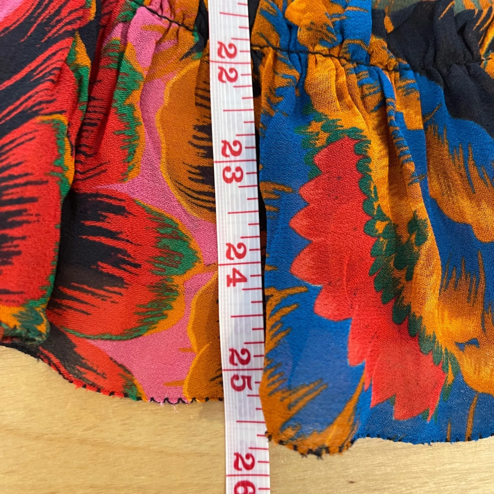 FARM Rio Colorful Flowers Smocked Ruffle Trim Long Sleeve‎ Blouse Top XS - Image 11