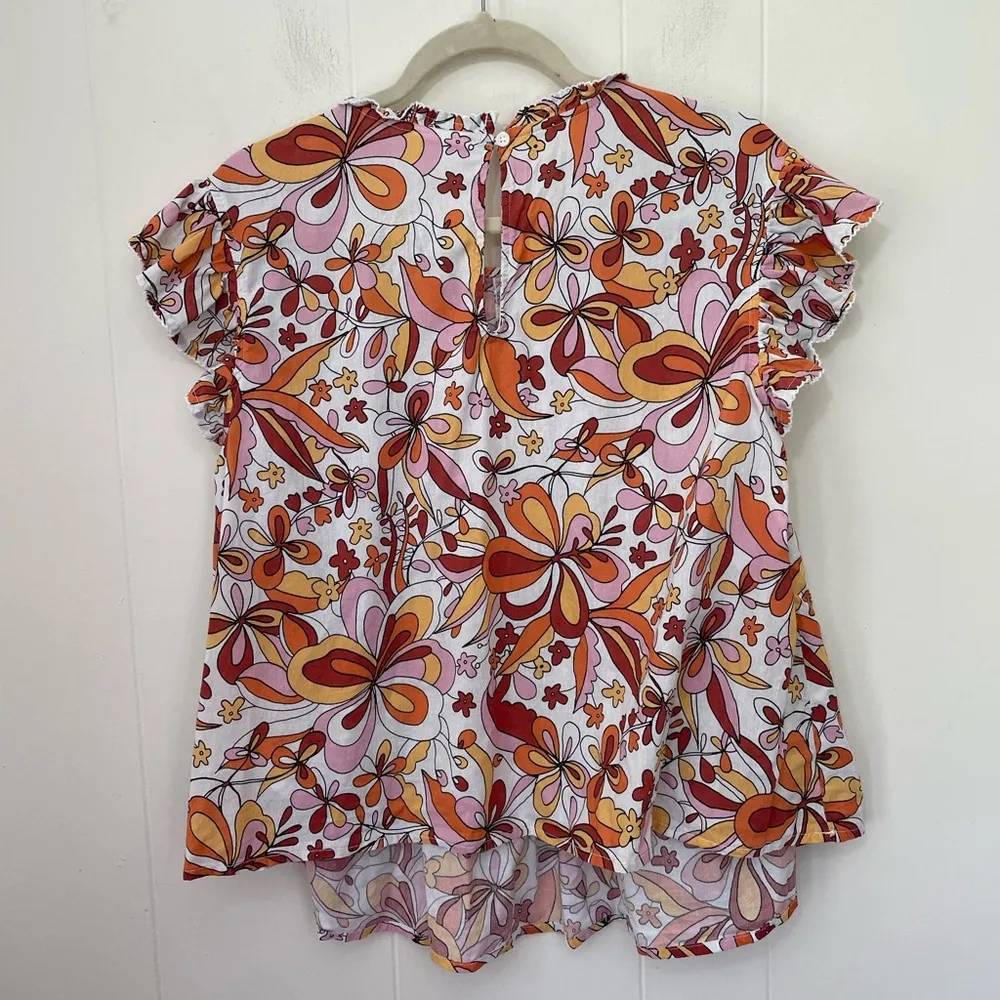 a.n.a. Short Sleeve Retro Printed Floral Blouse Colorful ~ Women’s Size 0X - Image 2