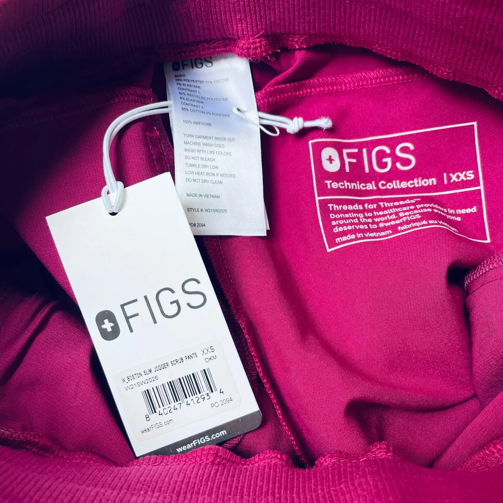 FIGS Boston Slim Jogger Scrub Pants Maroon Purple Size XXS NEW - Image 6