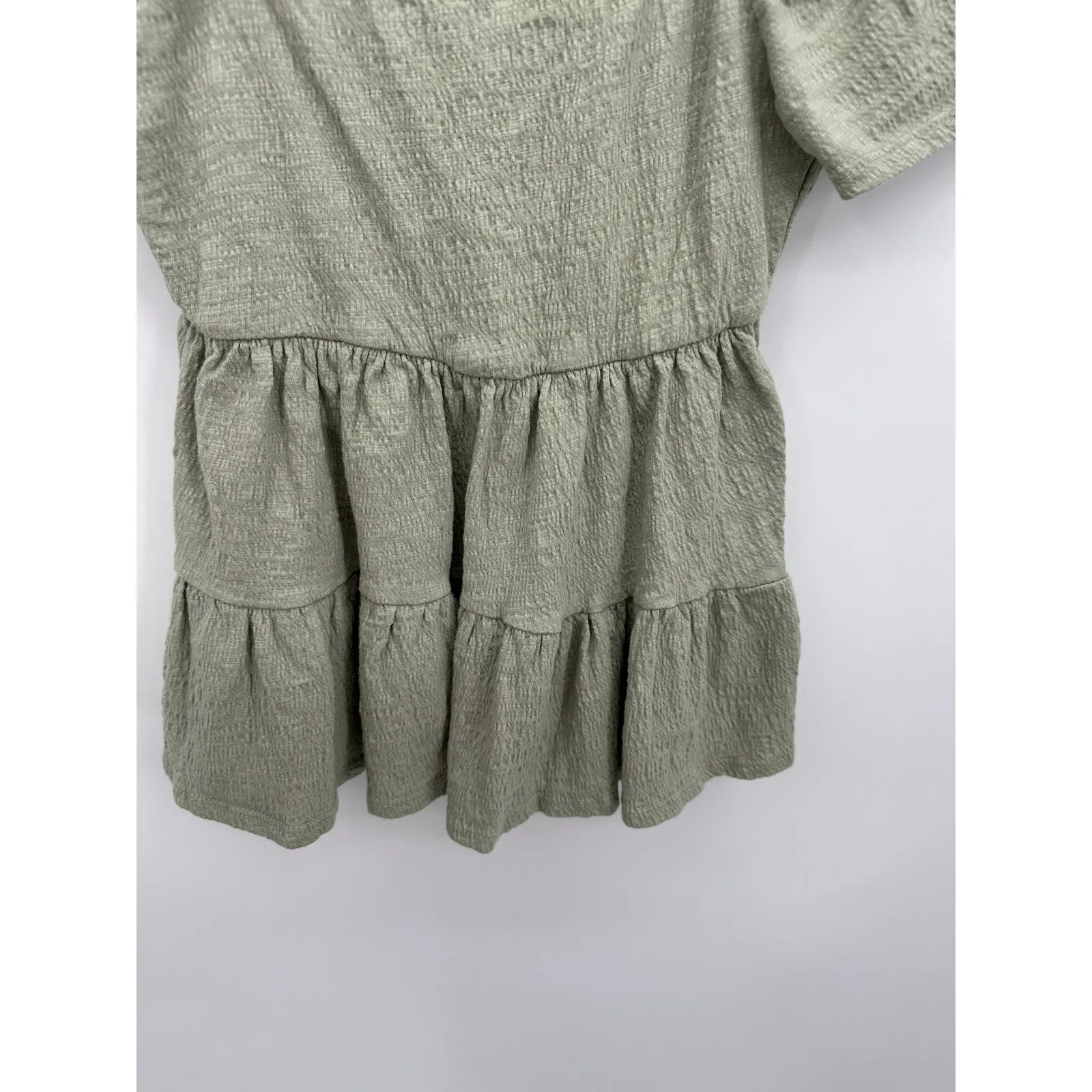 Altar'd State Babydoll Top Womens Sz S Green Earthy Ruffle Boho Cottagecore - Image 5