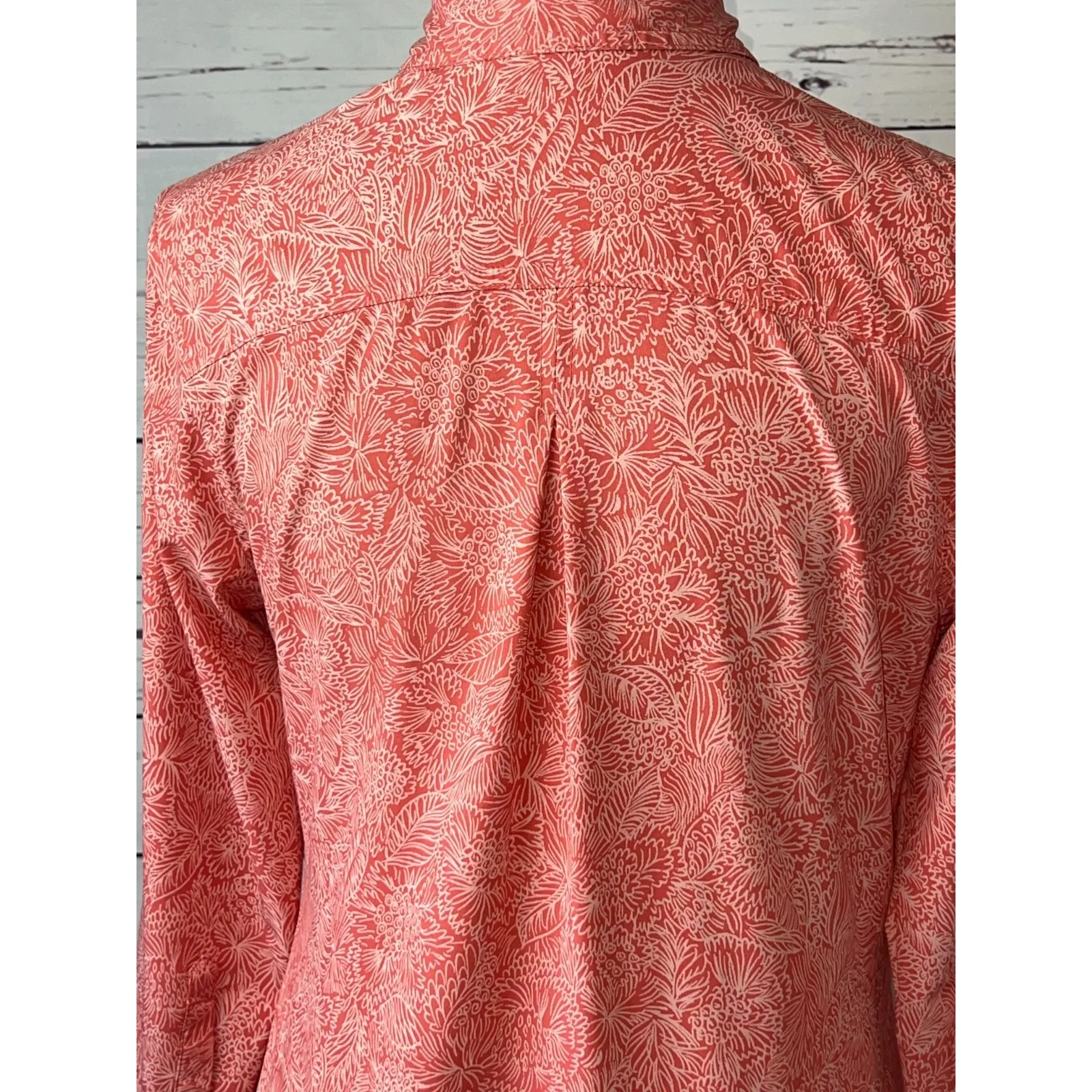 Title Nine Dress Small Botanical Shirtdress Nimblene Zip Pocket TN-200983 Orange - Image 16