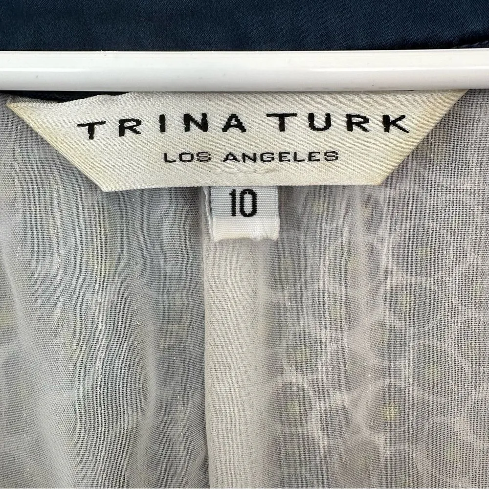 Trina Turk Shimmer Metallic Sleeveless Dress Blue Green Women’s 10 - Image 4