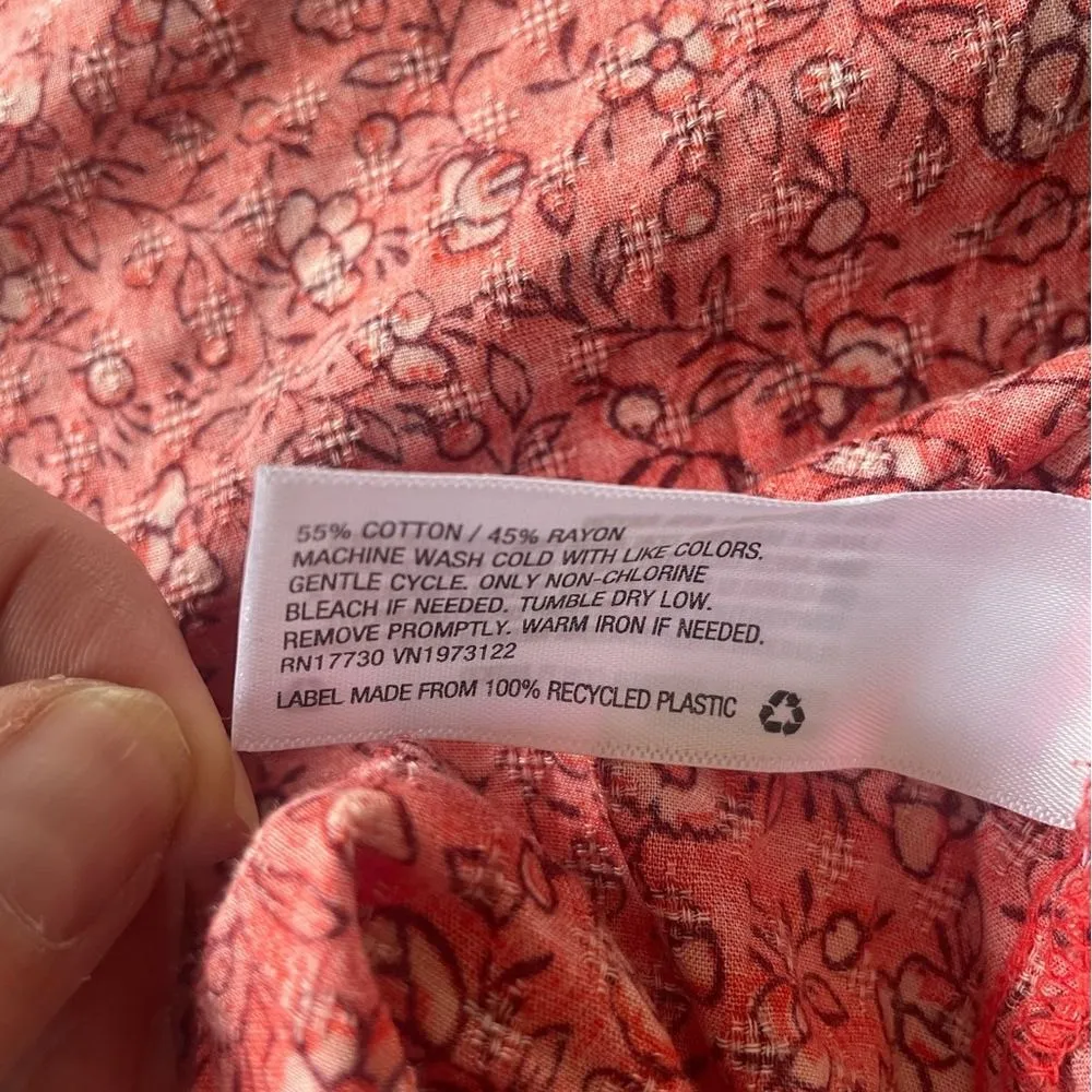 Boho Red Floral Wrap Blouse XS Ruffle Peplum Top Long Sleeve Fall Outfit Trend‎ - Image 7