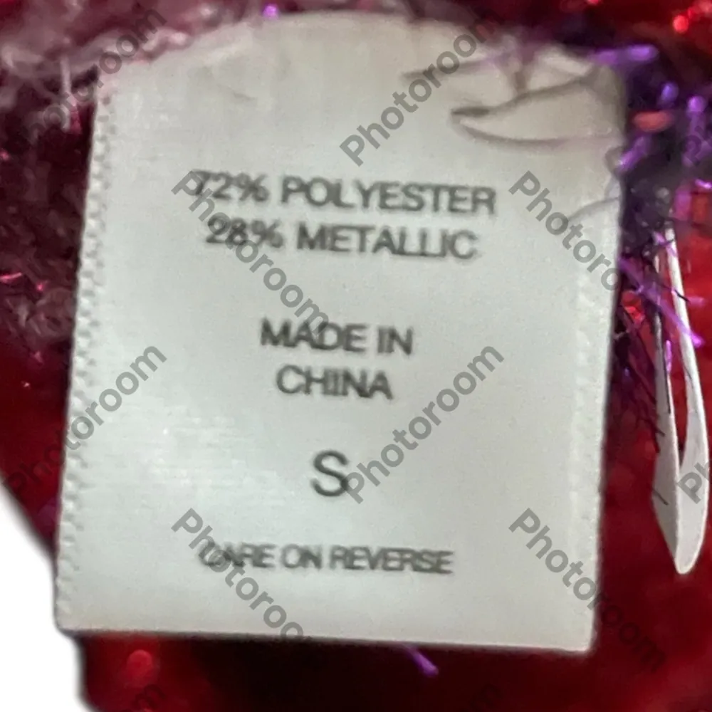 New York & Company Red and Purple Shiny Sparkly Tinsel Christmas Party Sweater. - Image 5