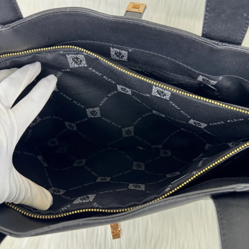 NWOT Anne Klein Tote Handbag Purse Faux Leather Black Career 16x11x6 - Image 6