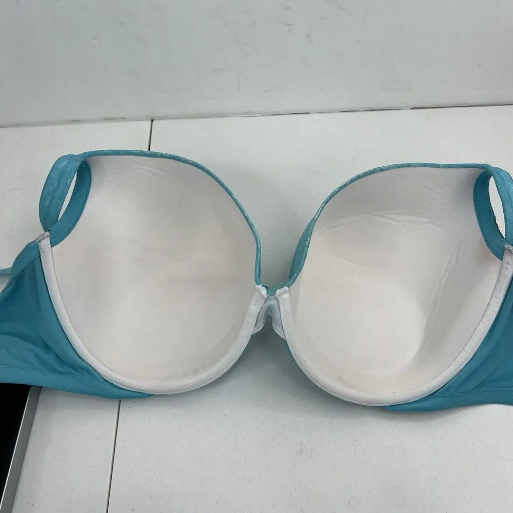 Cacique 44G Bra Boost Plunge Lined Padded Teal Lace Blend Underwired Women’s - Image 10