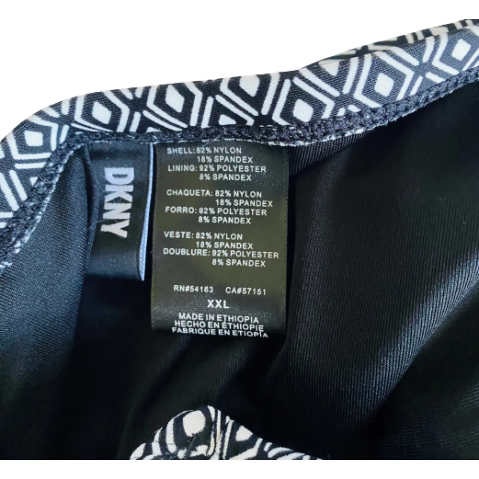 NWT DKNY Womens One Piece Swimsuit Black White Strapless Option Built In Bra XXL - Image 9