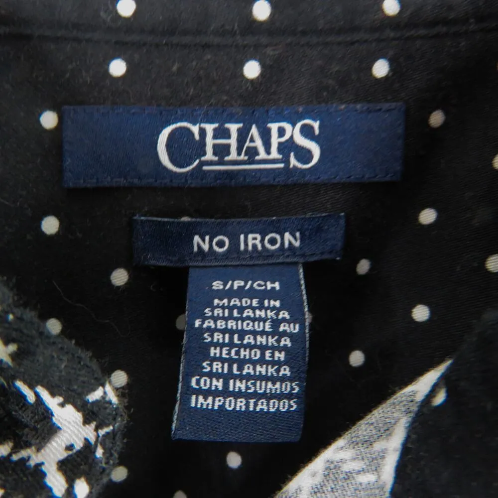 Chaps Women's Black and White Houndstooth Print Button Down Blouse Small - Image 5