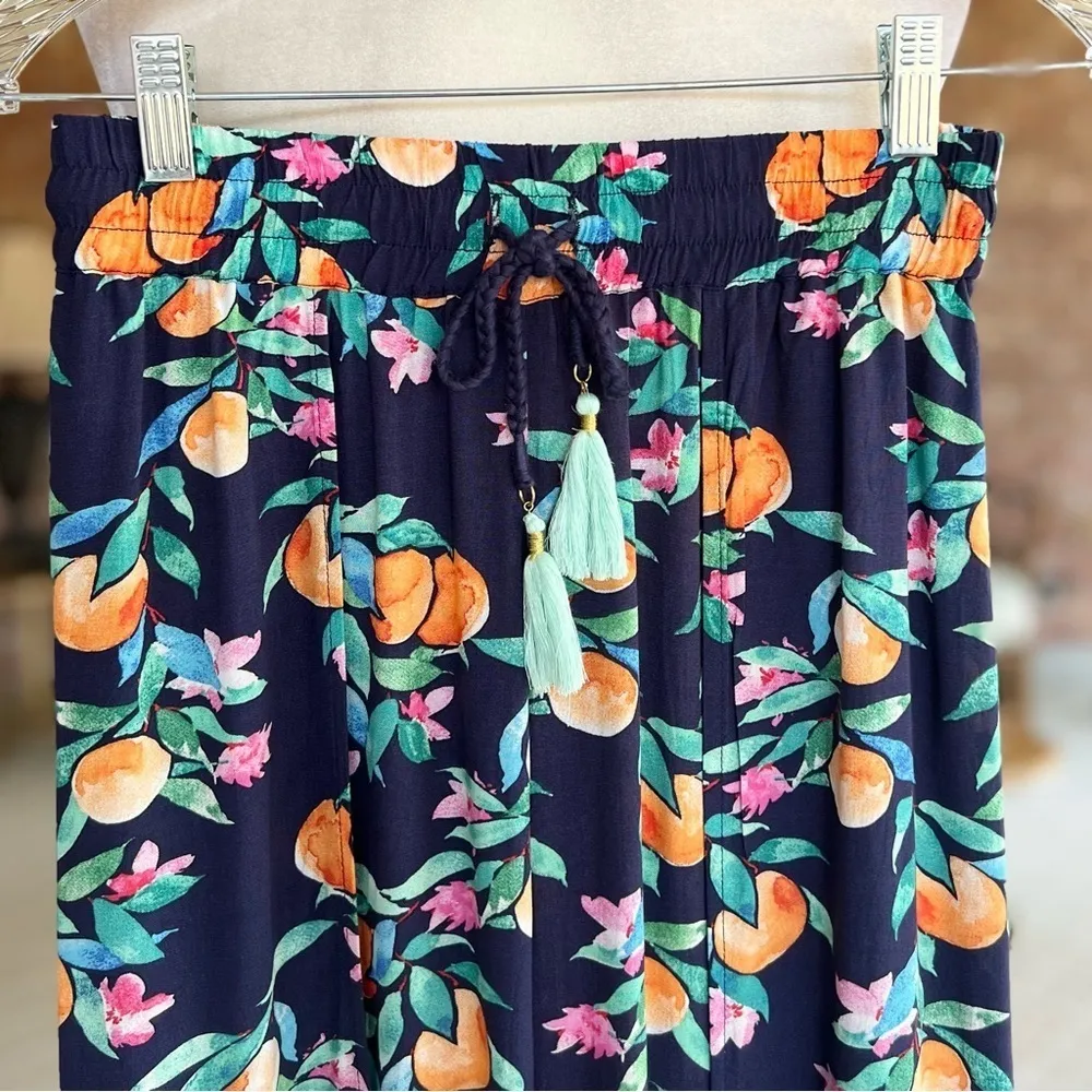 NWT La Blanca Palazzo Pants Blue Floral Front Slit Wide Leg Blue XS Pool Resort - Image 5