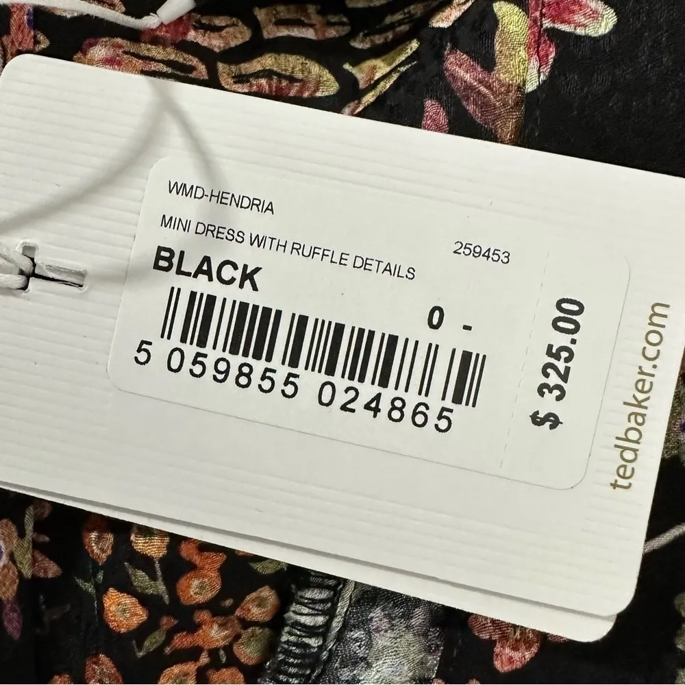 Ted Baker Hendria Ruffle Trim Mini Skater Dress Size 0 US 2 Dark Floral - Image 11
