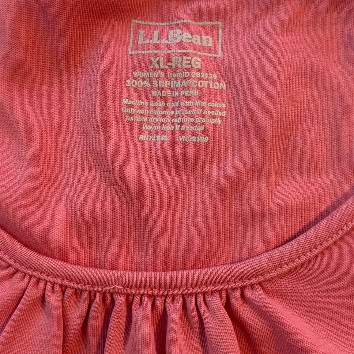 LL Bean Size XL Reg Supima Cotton T Shirt Dress Short Sleeve Coral Pink - Image 3