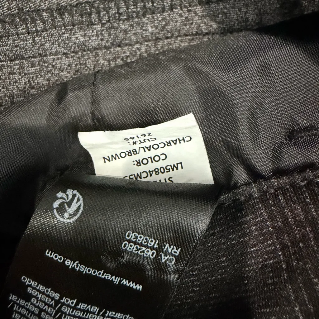 Liverpool Glen Plaid Harper Ponte Knit Pants Charcoal Brown 12/31 Workwear - Image 6