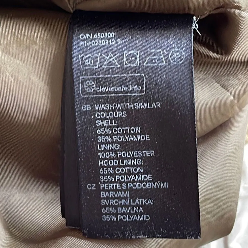 H&M Womens Parka Jacket Hooded Full Zip Tie Waist‎ Adjustable Army Green Size XS - Image 8