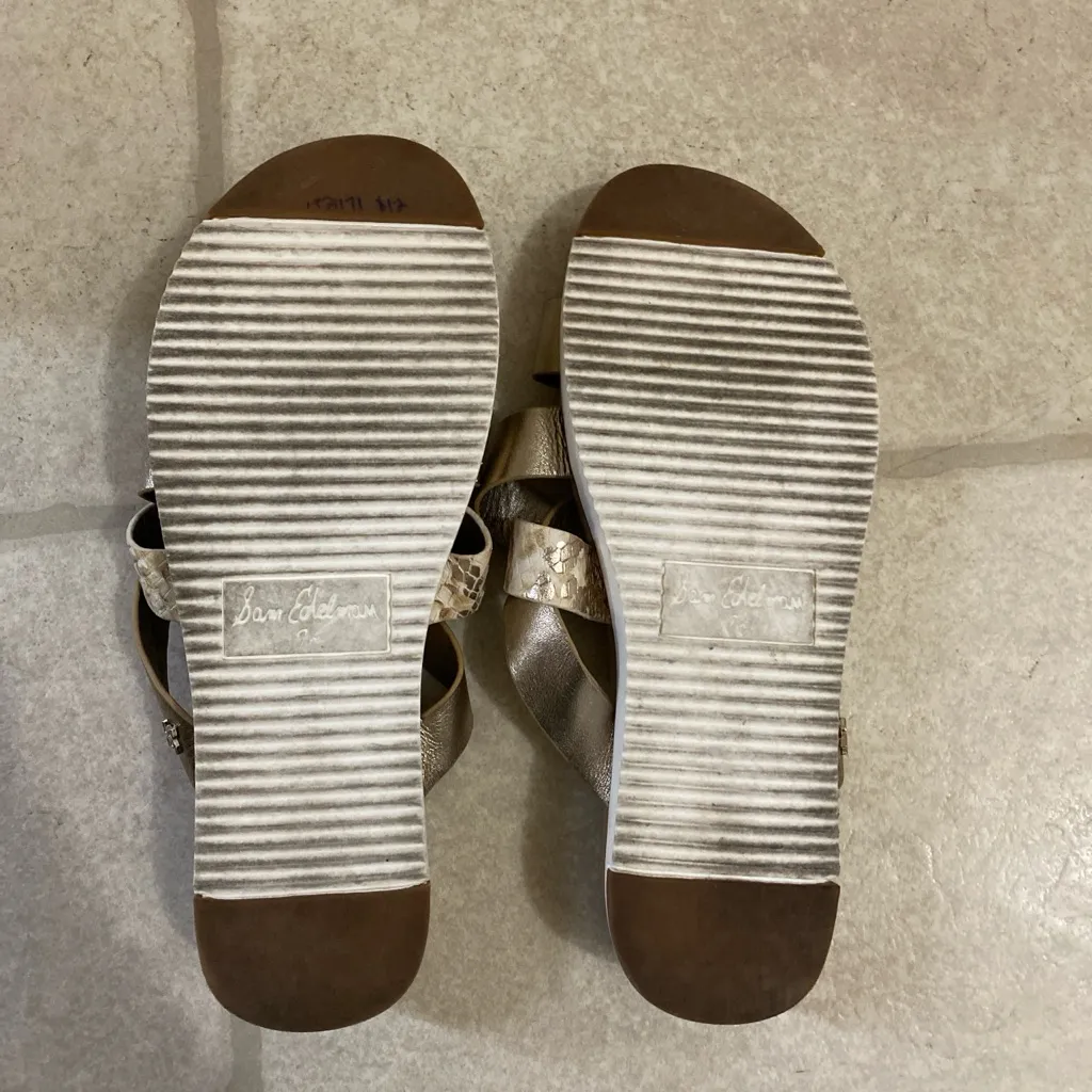 Sam Edelman Ariele Gold Snake Print Sandals - Image 3