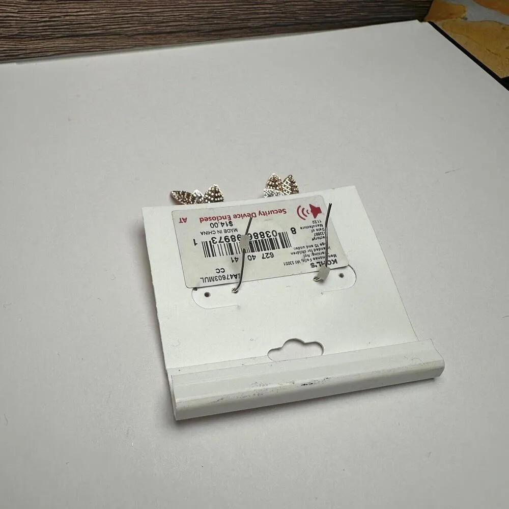 Lauren Conrad LC Tri Tone Flower Leaf Charm Dangle Drop Pierced Earrings NWT $14 - Image 7