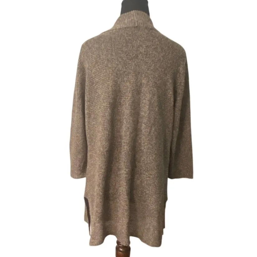 Eileen Fisher Petite 100% Linen Long Line Open‎ Front Cardigan PL Quiet Luxury - Image 2