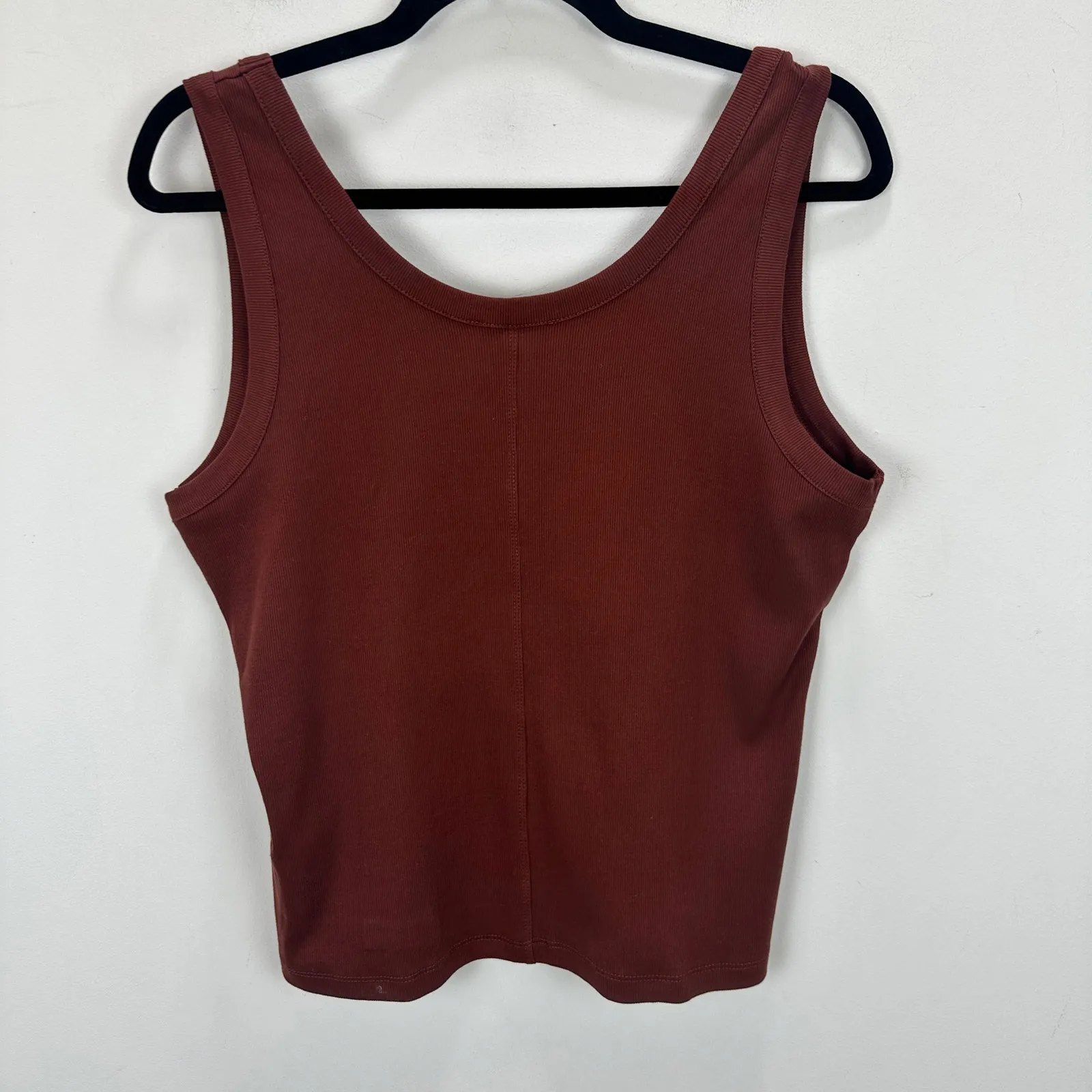 Madewell Regenerative Cotton Ribbed Scoopneck Tank Roasted Chicory XL NWT - Image 10